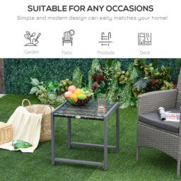 Outsunny Rattan End Table Side Coffee Desk Outdoor Patio Wicker Sofa Chat Garden Furniture - Aosom UK - thumbnail 5