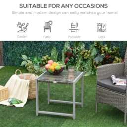 Outsunny Rattan End Table Side Coffee Desk Outdoor Patio Wicker Sofa Chat Garden Furniture - Aosom UK - thumbnail 5