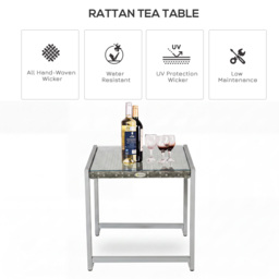 Outsunny Rattan End Table Side Coffee Desk Outdoor Patio Wicker Sofa Chat Garden Furniture - Aosom UK - thumbnail 4