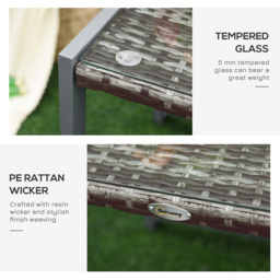 Outsunny Rattan End Table Side Coffee Desk Outdoor Patio Wicker Sofa Chat Garden Furniture - Aosom UK - thumbnail 6