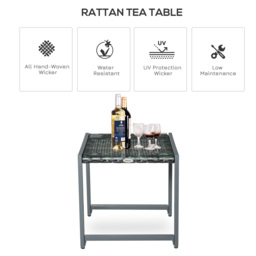Outsunny Rattan End Table Side Coffee Desk Outdoor Patio Wicker Sofa Chat Garden Furniture - Aosom UK - thumbnail 4
