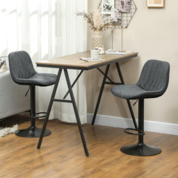 HOMCOM Bar Stools Set of 2, Height Adjustable Swivel Barstools with Backrest and Anti-Cat-Scratch Material for Kitchen, Breakfast Counter, Charcoal Grey - thumbnail 2
