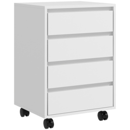 HOMCOM Four-Drawer Office Filing Cabinet, with Wheels - White - thumbnail 1