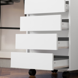 HOMCOM Four-Drawer Office Filing Cabinet, with Wheels - White - thumbnail 8