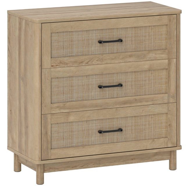 HOMCOM 76 cm Wide Drawer Chest of Drawers with 3 Drawer - Oak - image 1