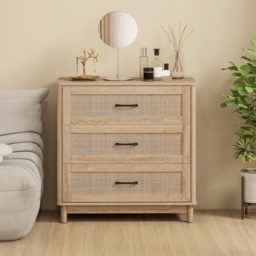HOMCOM 76 cm Wide Drawer Chest of Drawers with 3 Drawer - Oak - thumbnail 7