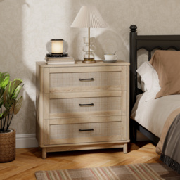 HOMCOM 76 cm Wide Drawer Chest of Drawers with 3 Drawer - Oak - thumbnail 2