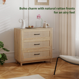 HOMCOM 76 cm Wide Drawer Chest of Drawers with 3 Drawer - Oak - thumbnail 5