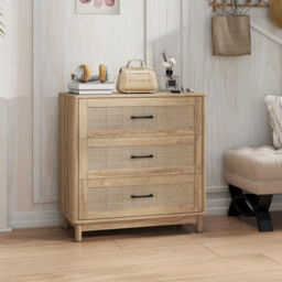 HOMCOM 76 cm Wide Drawer Chest of Drawers with 3 Drawer - Oak - thumbnail 8