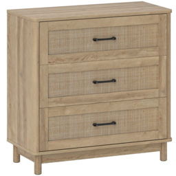 HOMCOM 76 cm Wide Drawer Chest of Drawers with 3 Drawer - Oak - thumbnail 1