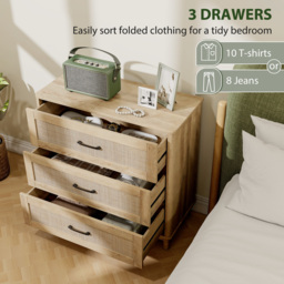 HOMCOM 76 cm Wide Drawer Chest of Drawers with 3 Drawer - Oak - thumbnail 4