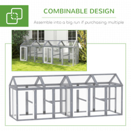 PawHut Large Chicken Run, Wooden Chicken coop, with Combinable Design - Wood Effect - thumbnail 7