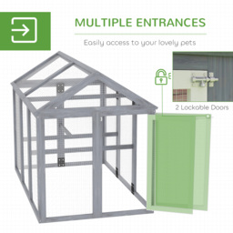 PawHut Large Chicken Run, Wooden Chicken coop, with Combinable Design - Wood Effect - thumbnail 5