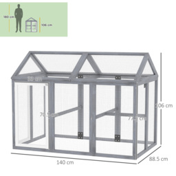 PawHut Large Chicken Run, Wooden Chicken coop, with Combinable Design - Wood Effect - thumbnail 3