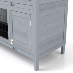 PawHut Rabbit Hutch Outdoor Guinea Pig Hutch Bunny Cage with No-Leak Trays, Divider, 136 x 50 x 93cm, Grey - thumbnail 8