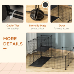 PawHut Pet Playpen w/ Door Customisable Fence for Guinea Pigs Hamsters Chinchillas Hedgehogs - Black - Aosom UK - thumbnail 7