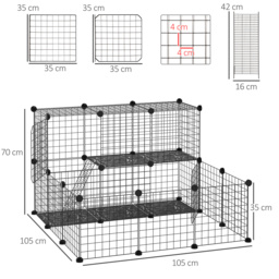 PawHut Pet Playpen w/ Door Customisable Fence for Guinea Pigs Hamsters Chinchillas Hedgehogs - Black - Aosom UK - thumbnail 3