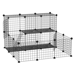 PawHut Pet Playpen w/ Door Customisable Fence for Guinea Pigs Hamsters Chinchillas Hedgehogs - Black - Aosom UK