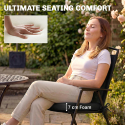 Outsunny Outdoor Chair Seat Cushions Set of 2, Garden Chair Cushions with 7cm Thick Foam & Ties, Black - thumbnail 4