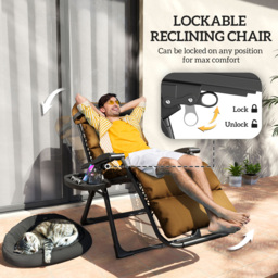 Outsunny Set of Two Reclining Sun Loungers, with Cushion - Brown - thumbnail 4