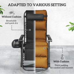 Outsunny Set of Two Reclining Sun Loungers, with Cushion - Brown - thumbnail 5