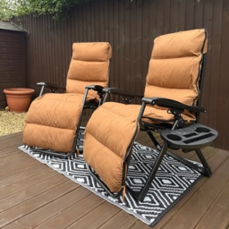 Outsunny Set of Two Reclining Sun Loungers, with Cushion - Brown - thumbnail 9