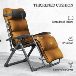 Outsunny Set of Two Reclining Sun Loungers, with Cushion - Brown - thumbnail 6