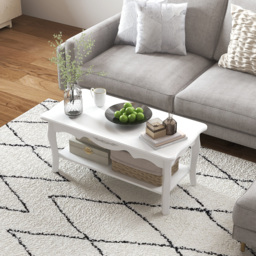 HOMCOM Coffee Table with Storage Shelf, Modern Living Room End Table, 2 Layer Wooden Design, 94L x 44W x 42H cm, White - Aosom UK - thumbnail 7