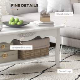 HOMCOM Coffee Table with Storage Shelf, Modern Living Room End Table, 2 Layer Wooden Design, 94L x 44W x 42H cm, White - Aosom UK - thumbnail 6