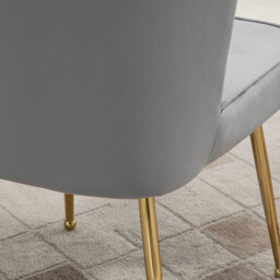 Luxurious Velvet Accent Chair, HOMCOM Glamorous Vanity Seat with Metal Legs & Padding for Bedroom & Lounge, Grey - Aosom UK - thumbnail 8