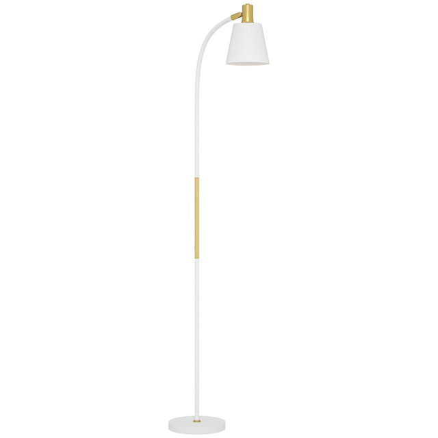 HOMCOM Floor Lamp for Living Room, Spotlight Reading Standing Lamp with Adjustable Height, Rocker on/off Switch, Indoor Task Lighting for Bedroom, Office,  White (Bulb not Included) - image 1