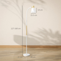 HOMCOM Floor Lamp for Living Room, Spotlight Reading Standing Lamp with Adjustable Height, Rocker on/off Switch, Indoor Task Lighting for Bedroom, Office,  White (Bulb not Included) - thumbnail 3