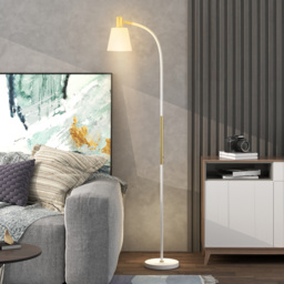 HOMCOM Floor Lamp for Living Room, Spotlight Reading Standing Lamp with Adjustable Height, Rocker on/off Switch, Indoor Task Lighting for Bedroom, Office,  White (Bulb not Included) - thumbnail 7