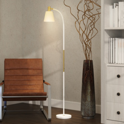 HOMCOM Floor Lamp for Living Room, Spotlight Reading Standing Lamp with Adjustable Height, Rocker on/off Switch, Indoor Task Lighting for Bedroom, Office,  White (Bulb not Included) - thumbnail 8