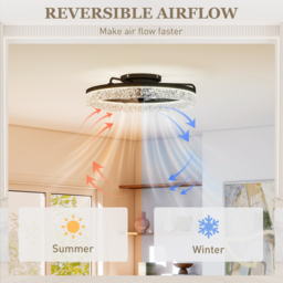 HOMCOM Ceiling Fan with Lights, Dimmable LED Mount Ceiling Fan Light with Remote App Control for Bedroom, Black - thumbnail 8