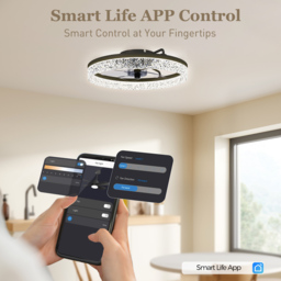 HOMCOM Ceiling Fan with Lights, Dimmable LED Mount Ceiling Fan Light with Remote App Control for Bedroom, Black - thumbnail 4
