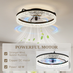 HOMCOM Ceiling Fan with Lights, Dimmable LED Mount Ceiling Fan Light with Remote App Control for Bedroom, Black - thumbnail 7