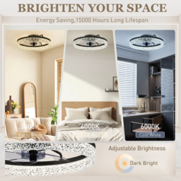 HOMCOM Ceiling Fan with Lights, Dimmable LED Mount Ceiling Fan Light with Remote App Control for Bedroom, Black - thumbnail 5