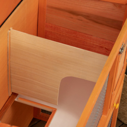 PawHut 2-Tier Rabbit Hutch Wooden Guinea Pig Hutch Double Decker Pet Cage Run with Sliding Tray Opening Top - thumbnail 8