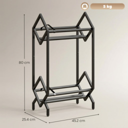 HOMCOM 50 CD Storage Rack, 2-Tier Metal CD Storage Unit, Free Standing, Easy to Assemble, Black - thumbnail 3