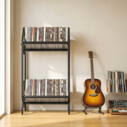 HOMCOM 50 CD Storage Rack, 2-Tier Metal CD Storage Unit, Free Standing, Easy to Assemble, Black - thumbnail 9