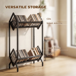 HOMCOM 50 CD Storage Rack, 2-Tier Metal CD Storage Unit, Free Standing, Easy to Assemble, Black - thumbnail 5