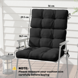 Outsunny 2-Piece Seat Cushion Replacement with Backrest, Garden Patio Chair Cushions Set with Ties, Black - thumbnail 3