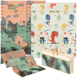 AIYAPLAY Dinosaur-Themed Baby Plat Mat Double Sided, Foldable, Water-Resistant for Outdoor/Indoor, 177 x 146 x 1.5cm - thumbnail 1