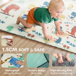 AIYAPLAY Dinosaur-Themed Baby Plat Mat Double Sided, Foldable, Water-Resistant for Outdoor/Indoor, 177 x 146 x 1.5cm - thumbnail 6