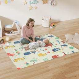 AIYAPLAY Dinosaur-Themed Baby Plat Mat Double Sided, Foldable, Water-Resistant for Outdoor/Indoor, 177 x 146 x 1.5cm - thumbnail 2