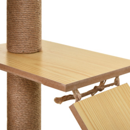 PawHut 130cm Cat Tree for Indoor Cats, Multi-Level Plush Cat Tower, with Five Scratching Posts, Two Perches, Cat House, Hammock - thumbnail 8