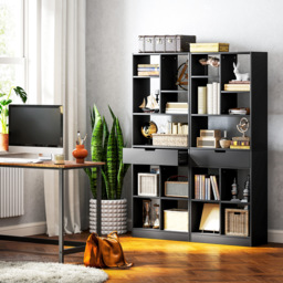 HOMCOM Tall Bookshelf with Drawer, Freestanding Bookcase for Bedroom, Living Room, Home Office, Black - thumbnail 6