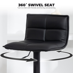 HOMCOM Set of Two Modern Faux Leather Bar Stools - Black - thumbnail 6