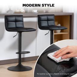 HOMCOM Set of Two Modern Faux Leather Bar Stools - Black - thumbnail 4